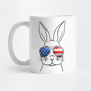 American Flag 4th of July Patriotic Rabbit Kids Mug